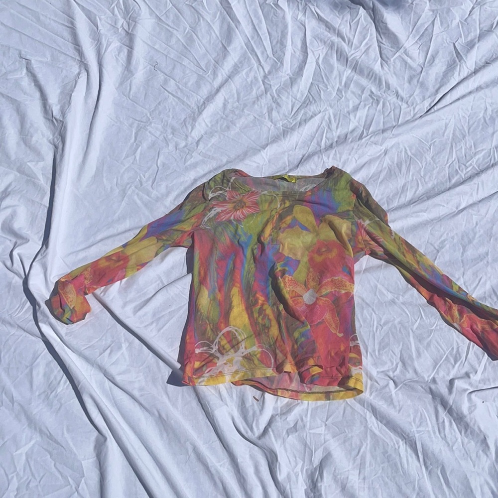 Topsy Turvy Mesh psychedelic long sleeve tee
